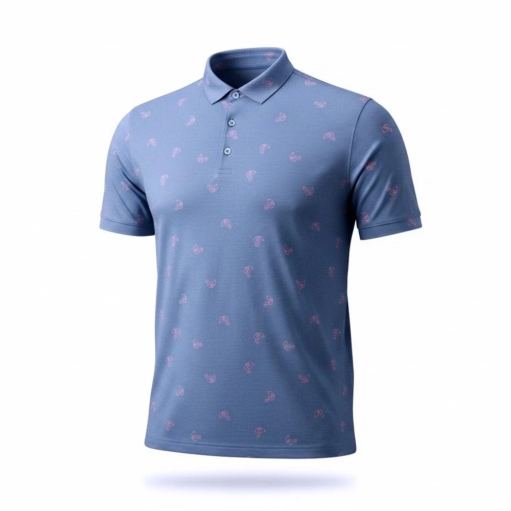 Johnnie-O Mens XXL Blue Flamingo Print Polo Papago Golf Club Prep-Formance Shirt